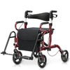 S AFSTAR 2-in-1 Rollator Walker with Seat, Folding Walking Aid
