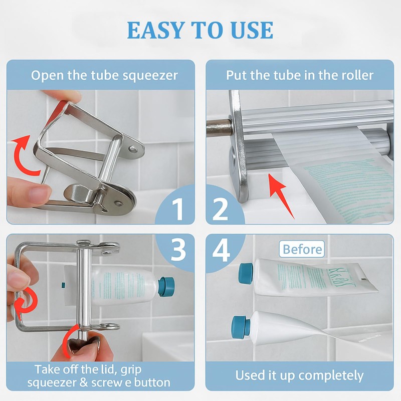 2 Pcs Tube Squeezer,Toothpaste Squeezer,Tube Squeezer Tool,Efficient Squeezing Tool Suitable