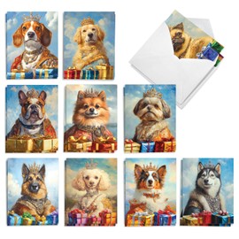 The Best Card Company 20 Assorted Blank All Occasions Notes Boxed Set 4 x 5.12 w/Envelopes For Men, Women (10x2 Designs) Royal Dogs AM8596OCB-B2x10
