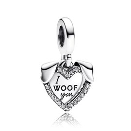 MITSOKU Heart & Dog Double Dangle Charm Pendants Beads for Women Bracelets Necklaces 925 Sterling Silver Charms Jewelry Gift