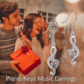 Music Earrings for Women 925 Sterling Silver Dangle Drop heart Jewelry Bracelet Gemstone Birthday Holiday Gifts
