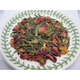 Rose Green Tea - Premium Green Tea Loose Leaf with Rose Petals (4 oz)
