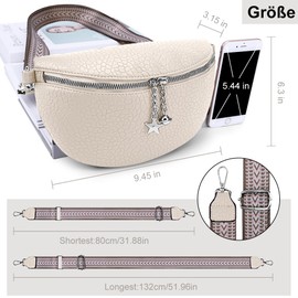HIMS Crossbody Bag Damen Breiter Gurt, Umhängetasche Damen Klein, Bauchtasche Damen Leder Geldbörse, Damenhandtasche mit abnehmbarem Schulterriemen