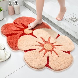 Alfombra de baño, bonita alfombra de baño con microfibra suave y gruesa, absorbente, de secado rápido, antideslizante, lavable a máquina, felpa, para recámara, ducha, puerta, 18 x 28 pulgadas (rosa)