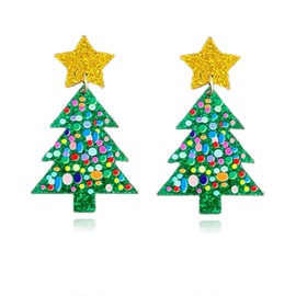 Christmas Earrings Colourful Acrylic Earrings Christmas Tree Earrings for Women Christmas Holiday Earrings Christmas Jewelry Gifts for Women(green)