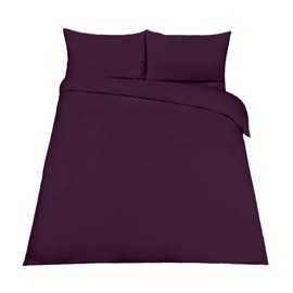 EGYPTO Polycotton Aubergine Single Duvet Cover Set - Soft, Breathable Anti-Allergic Bedding Set - with Comfortable Pillow Case for Bed (Single, Aubergine)