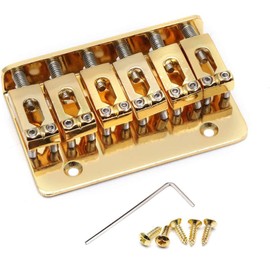 TUOREN Gold Top Load Guitar Hardtail Bridge Tailpiece Set For 6 String Tele Strat Style Electric Guitar Replacement Parts