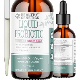 Liquid Probiotics for Women Men & Kids | Prebiotic +Ginger + Probiotics for Digestive Health | Acidophilus Probiotic | Dairy Free | Vegan | Non-GMO | Gluten Free | 30 Servings