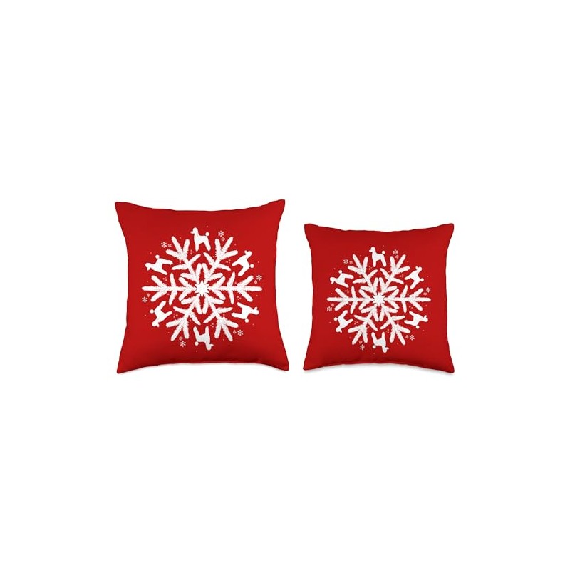 Snowflake Christmas Poodle Throw Pillow