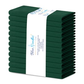 Blue Needles Solid Cloth Napkins Set of 12 Forest Green 100% Cotton Dinner Napkins 18x18 inches - Soft, Reusable, Absorbent & Washable Linen, Ideal for Spring Summer Easter Parties & Everyday Use