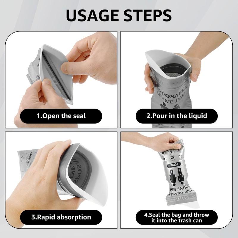 UKQRRTC 24Pcs Urine Bag, 700ML Leak Proof Travel Pee Bag,