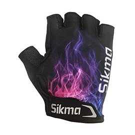 Sikma MTB Cycling Gloves,Half Finger Padded Bike Gloves Gel,Breathable With Anti Slip Mountain Bike Gloves,Fingerless Bicycle Short Gloves for Men & Women (Black/Pink, L/XL)