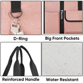 BALEINE Large Utility Tote Bag with Reinforced Bottom, Multi Pockets Foldable Tote Bag for Nurse, Travel, Work (Medium, Grey)