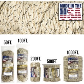 TOUGH-GRID 750lb Desert Camo Paracord/Parachute Cord - 100% Nylon Mil-Spec Type IV Paracord Used by The US Military, Great for Bracelets and Lanyards, 200Ft. - Desert Camo