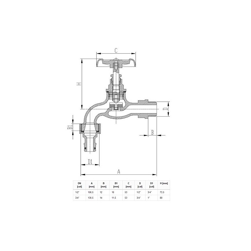 Cast Iron Garden Hose Tap 3/4 BSP Inlet Faucet Valve