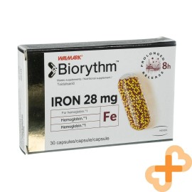 BIORYTHM IRON Suplemento Vitamina C Nivel de Hemoglobina Fatiga 30 Cápsulas