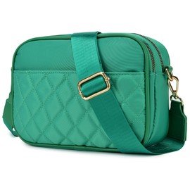 lola mae Quilted Nylon Crossbody Bag Camera Double zipper Travel Shoulder Purse
