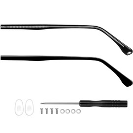 [SUPVOX] Metal Glasses, Temple Replacement, Anti-Slip, Eyeglass Temple Repair Accessories, Sunglasses Repair Kit, Comfortable, Lightweight, Ergonomic Design, 1 Pair Black