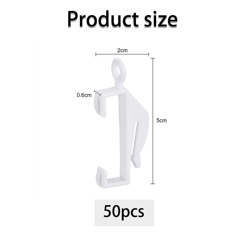 50pcs Curtain Hooks, Plastic Track Glide Hooks, White Curtain Hooks