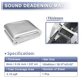 X AUTOHAUX 237mil 6mm 0.19sqft Car Sound Deadener Mat Aluminum Foil Grid Heat Shield Material Self Adhesive for Hood Boat Engine Cover 39.37"x23.62" Silver Tone