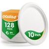 OasisSN [10 Inch, 128-Pack Compostable Paper Plates, Heavy-Duty Biodegradable Disposable