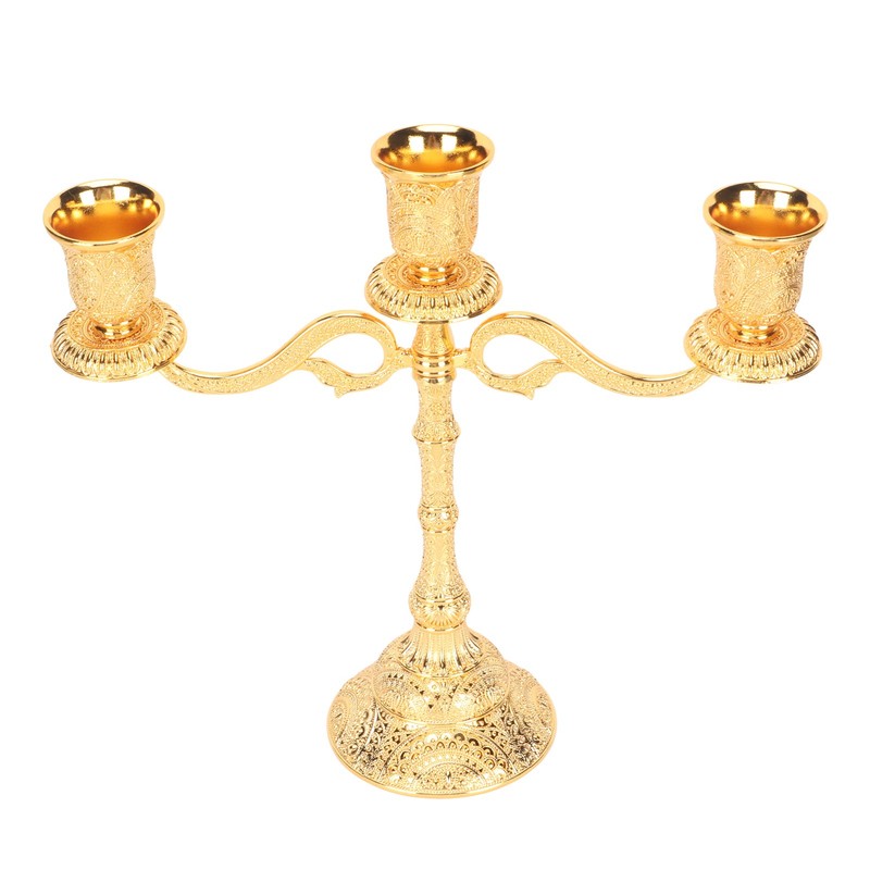 3 Arms Alloy Candelabra Vintage Style Elegant Candlestick Holder for