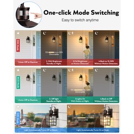 VIANIS Oil Rubbed Bronze Motion Sensor Exterior Lighting Fixtures, Farmhouse Dusk to Dawn Outdoor Porch Lights Wall Mount for House, Anti-Rust Waterproof Outdoor Wall Sconce for Garage, Front Door