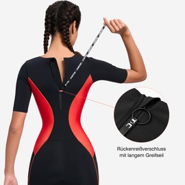 Santic Women's Triathlon Suit Padded Triathlon One-Piece Short Sleeve Suit Pro Tri Suit Quick Drying Slimming Bicycle Skinsuit, red, XXL