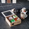 The Square Wooden Herbal Tea Box with 4 Tea Boxes,