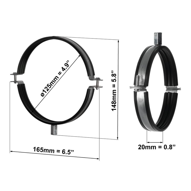 Ø 125mm / 5 inch Metal Lined Hose Clip -