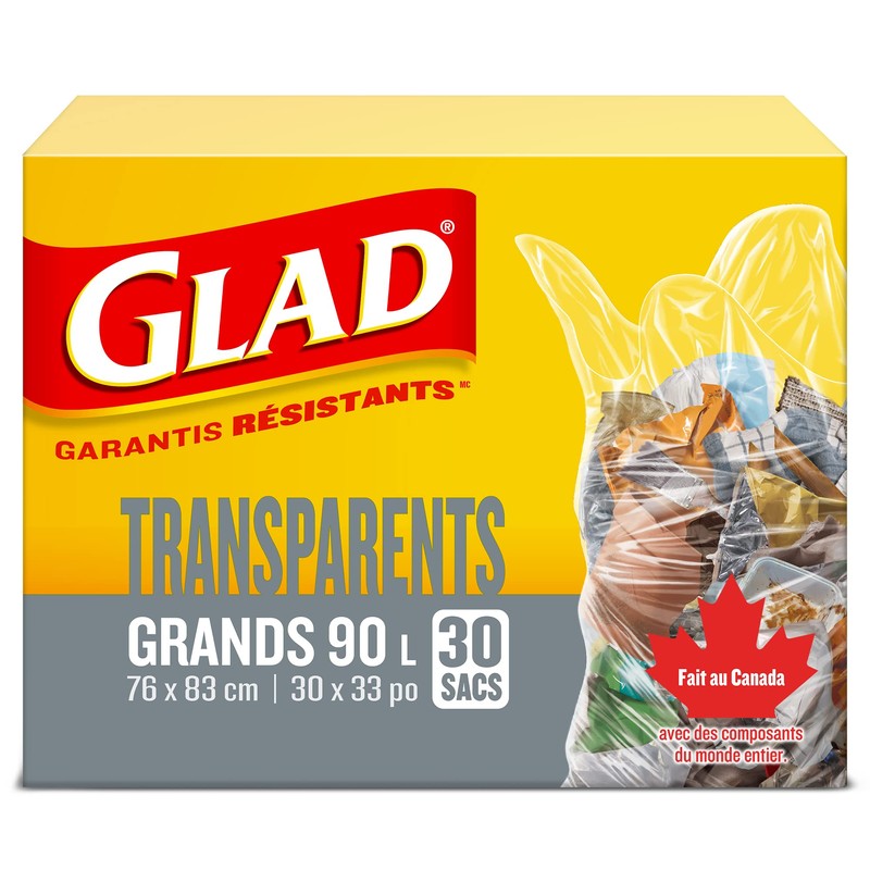 Glad Clear Garbage Bags - Large 90 Litres - 30