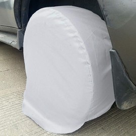 TOTMOX 4 Pack RV Truck Trailer Tyre Covers 28 Inch White Universal Spare Wheel Covers for Motorhomes Dustproof Waterproof Sun Protection Covers Storage Bags