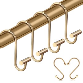 Metal Curtain Hooks, Rust Proof Shower Curtain Rings for Bathroom Decorative Shower Curtain Hooks Hangers for Shower Curtain Rod Curtains,Set of 12