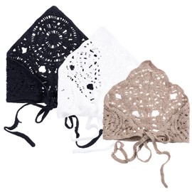3PCS Black Brown Beige 12.5IN*18.89IN Triangle Hollow Crochet