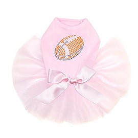 Football (Orange #2) - Bling Rhinestone Dog Tutu Dress, L Pink