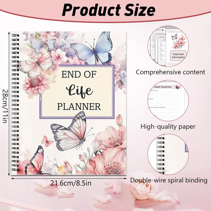 End of Life Planner Book with Twin Wire Spiral Binding,