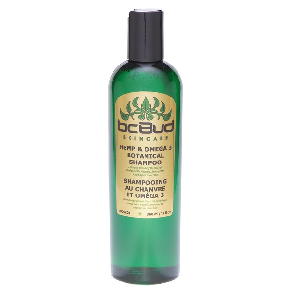 Sulfate Free Hemp Omega 3 Botanical Shampoo, Natural, 12 oz (Single)