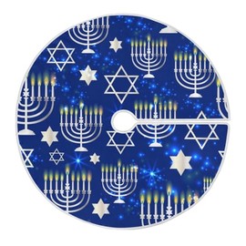 Happy Hanukkah Blue christmas tree decorations round decoration washable small for outdoor kitchen farmhouse 4 ft