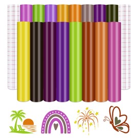 Tintnut Solid Permanent Adhesive Vinyl - 16 Sheets 12"x10" Vintage Color Adhesive Vinyl Sheets Multicolored Self Sticker Water proofing Vinyl Compatible with Cricut Or Silhouette