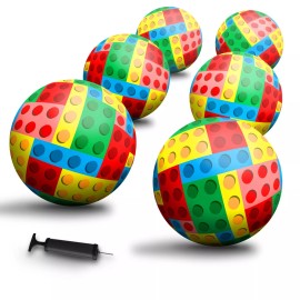 New-Bounce Bouncy Balls for Kids - Brick Print Playground Balls - Set of 6