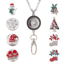 SUNNYCLUE 1 Box 8 Styles Christmas Lanyards Necklace Lanyard Strap Rhinestone Charms Fashion Lanyards Women Office Lanyard Stainless Steel Necklace Lanyard for Teachers Nurses Holder Keys Cards