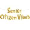 Senior Citizen Vibes Funny Birthday Gold Glitter Banner – Happy