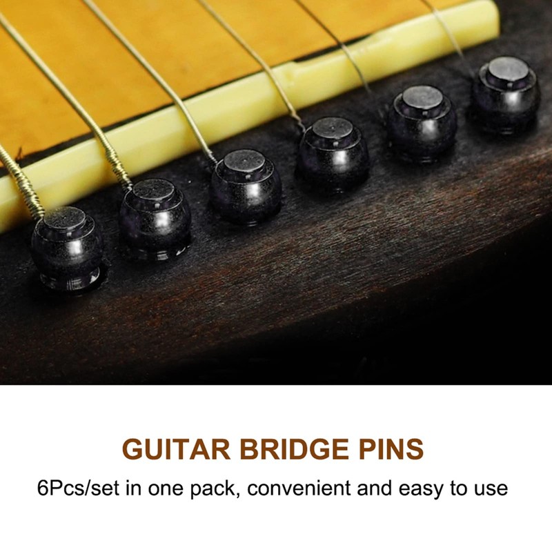 6Pcs Guitar Bridge Pins, Brass Pin Acoustic Guitar Strings Nail