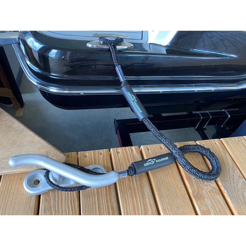 Gen3 Marine Bungee Black Boat Dock Line - 2 Pack