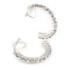 25mm D/AB Crystal Half Hoop Clip On Earrings/Silver Tone/Small
