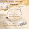 Suplight Sterling Silver Infinity Anklet Cubic Zirconia CZ April Birthstone