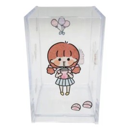 Bote Para Lapices Transparente Con Stickers                                                                                                           