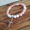 Healing Crystals Faith Bracelet with Cross Charm Sun Stone Beads