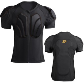 Dialudon Men's Snowboard Protective Padded Shirt for Back Spine Shoulder Chest Protector Ski Compression Impact Shirt for Ice Skating Skateboard