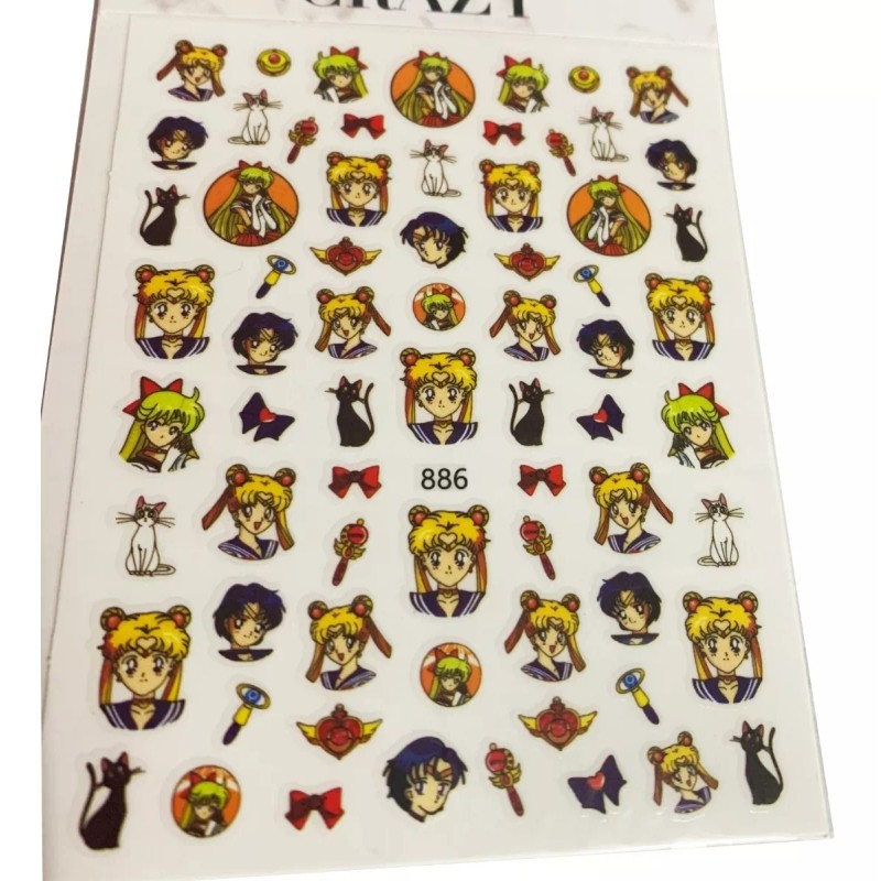 Love Crazy Sticker Pegatina Para Uñas Nail Art Sailon Moon